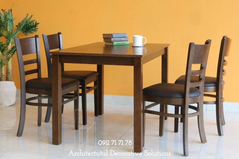 Bàn ăn 4 ghế gỗ tự nhiên, thiết kế đơn giản và mộc mạc