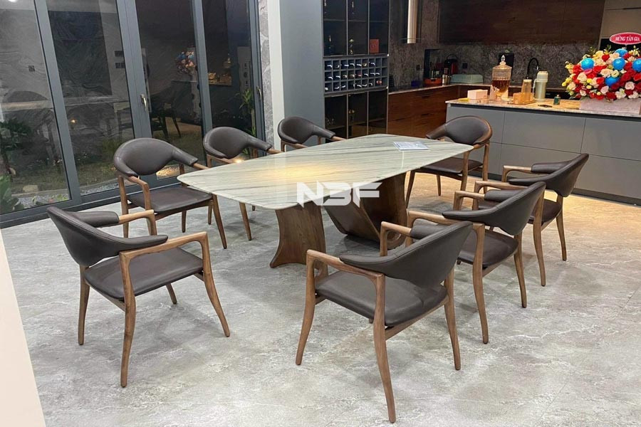 Bàn ăn 8 ghế hiện đại cho gia đình đông người