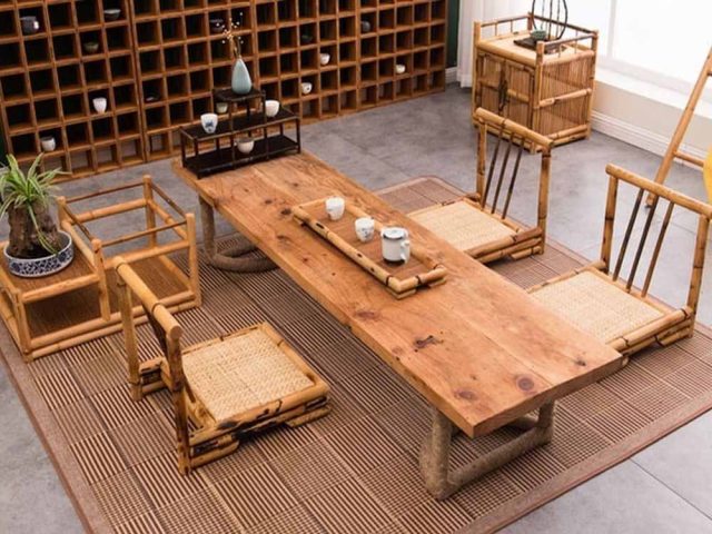 Bàn ăn bệt phong cách Hàn Quốc bằng gỗ tự nhiên