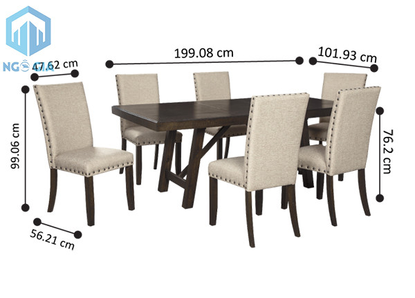 Bàn ăn chữ nhật cho 6 người