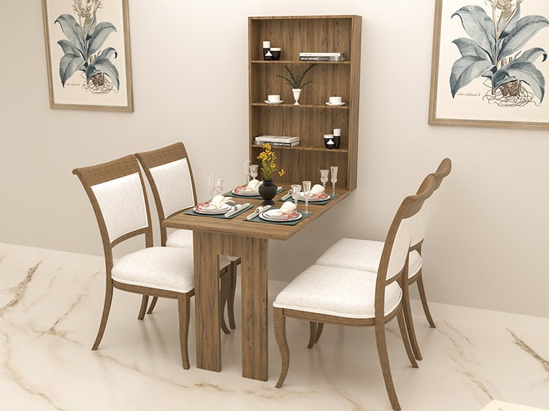 Bàn ăn gắn tường gấp gọn với thiết kế tối giản