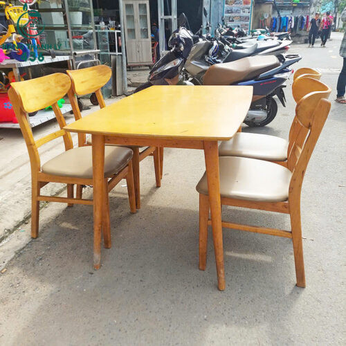 Bàn ăn gỗ 4 ghế Mango cũ nhỏ gọn