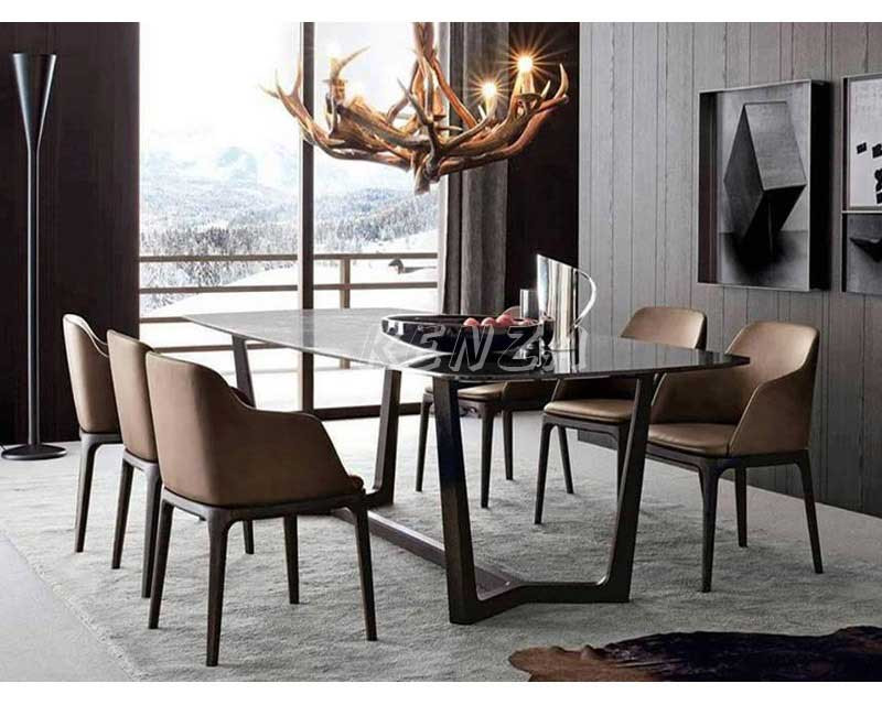 Bàn ăn gỗ chân sắt 6 người ngồi phong cách sang trọng