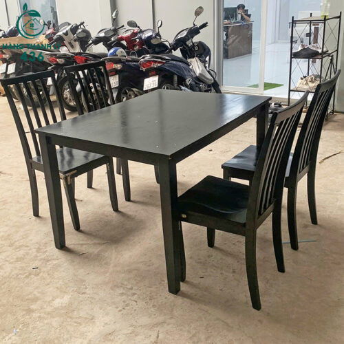 Bàn ăn gỗ màu đen 4 ghế cũ giá rẻ