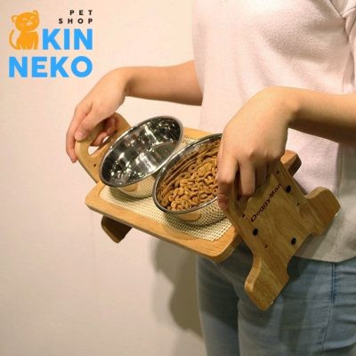 Bàn ăn gỗ nhỏ cao cấp với chân đế chắc chắn cho chó mèo
