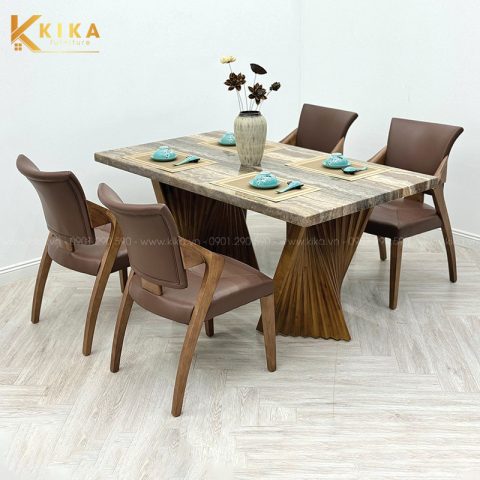 Bàn ăn gỗ sồi được sử dụng phổ biến nhờ thiết kế hiện đại, giá thành phải chăng, mẫu mã đa dạng