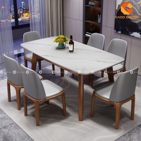 Bàn ăn gỗ sồi sang trọng 6 ghế