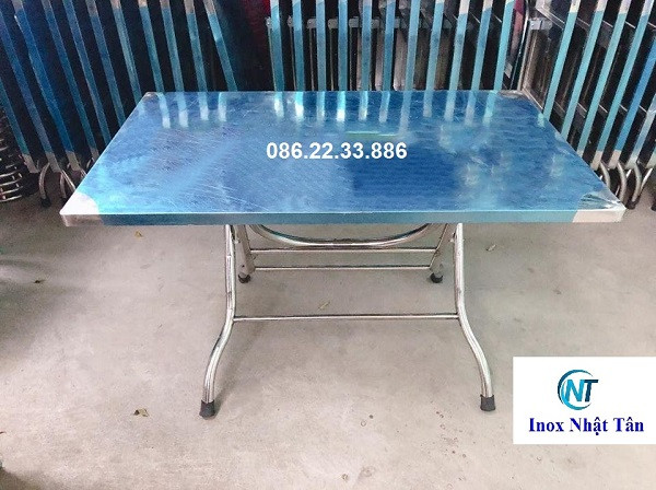 bàn ăn inox hình chữ nhật cho 6 người, thiết kế thanh lịch