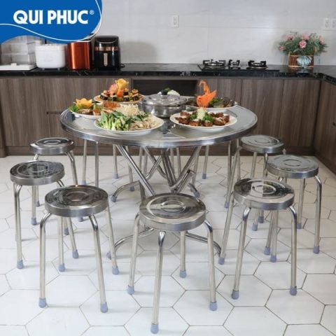 Bàn ăn inox tròn Super Platinum