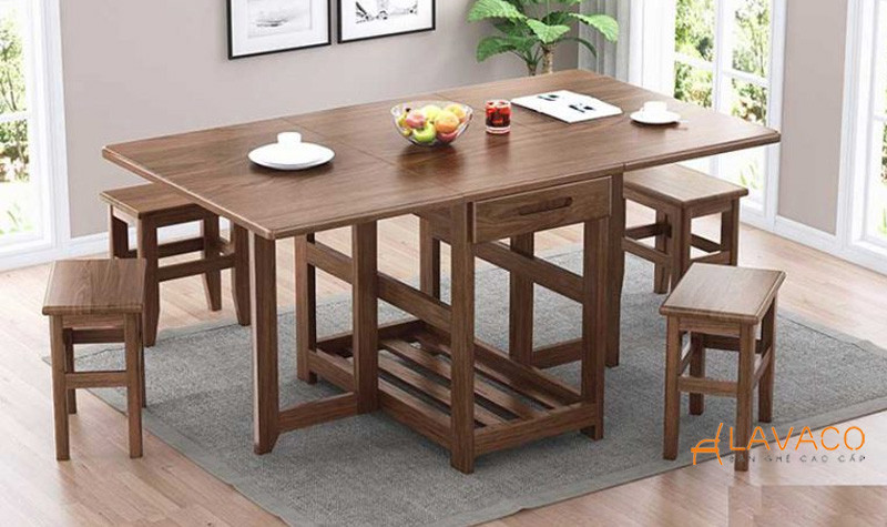 Bàn ăn kết hợp tiếp khách TGA08V nhỏ gọn bằng gỗ tự nhiên