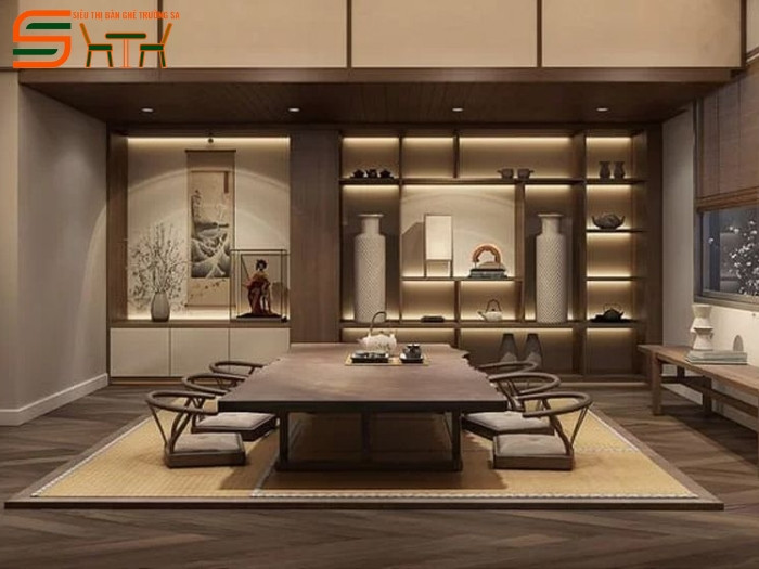 Bàn ăn ngồi bệt chân gấp kiểu Nhật Bản
