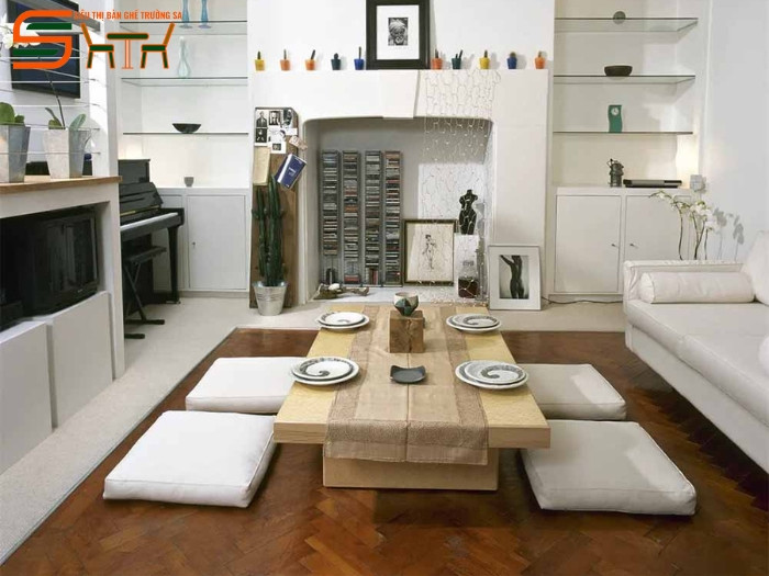Bàn ăn ngồi bệt chân gấp phong cách Hàn Quốc