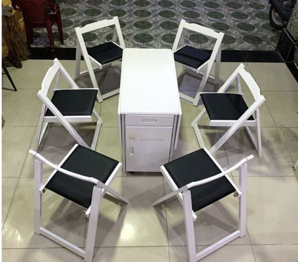 Bàn ăn thông minh gấp gọn 6 ghế làm từ nhựa cao cấp, đa dạng màu sắc.
