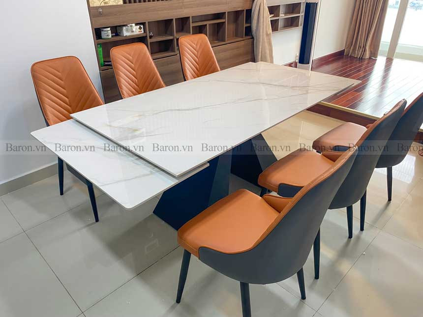 Bàn ăn thông minh mặt đá ceramic kéo dài