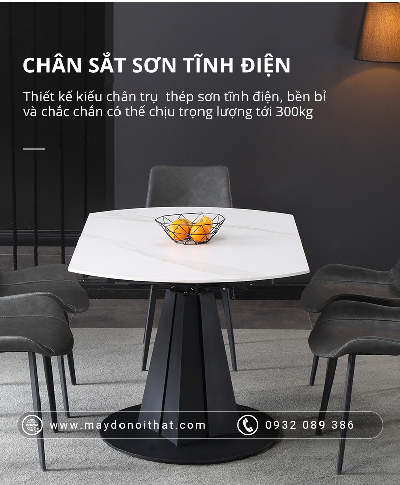 Bàn ăn thông minh tròn kết hợp ghế ăn hiện đại