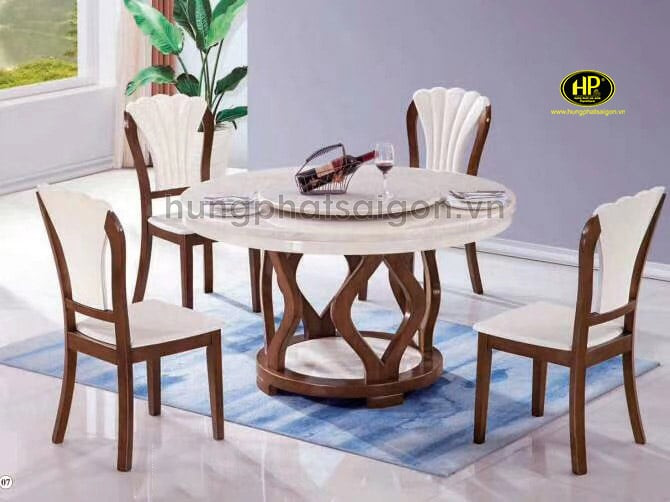 Bàn ăn tròn xoay mặt kính cường lực chịu nhiệt, dễ dàng vệ sinh