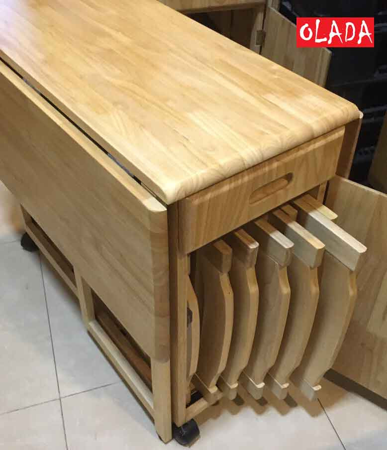 Bàn ăn xếp gọn TPHCM màu nâu óc chó cao cấp