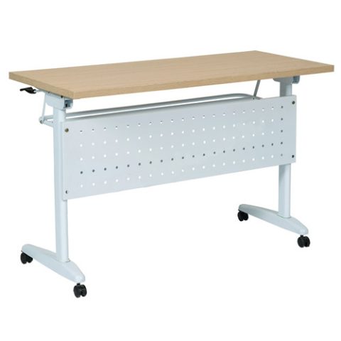 Bàn đào tạo gỗ melamine gấp gọn có bánh xe, thiết kế linh hoạt cho không gian học tập và làm việc di động