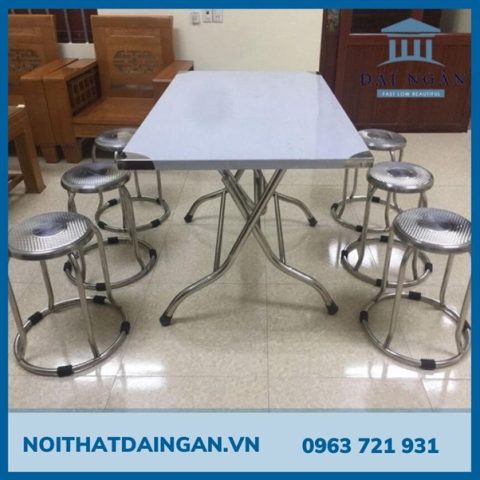 Bàn ghế ăn cơm inox hiện đại cho phòng khách
