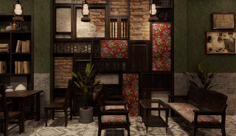 Bàn ghế cafe đơn giản phong cách vintage