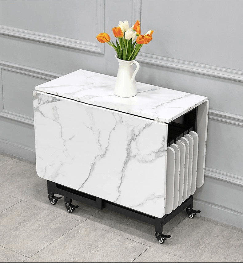 Bàn ghế gấp thông minh được gấp gọn hoàn toàn, giải phóng tối đa diện tích