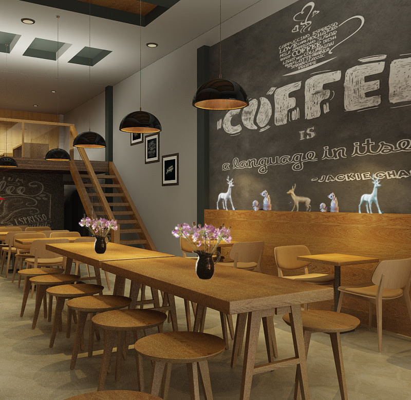 Bàn ghế gỗ cafe mini phong cách mộc mạc