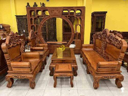 Bàn ghế gỗ hương đá cổ điển phong cách hoàng gia