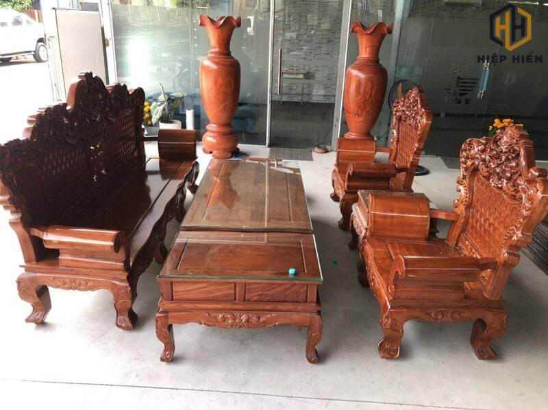 Bàn ghế gỗ hương Lào 7 món
