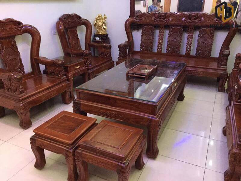 Bàn ghế gỗ hương Lào 8 món