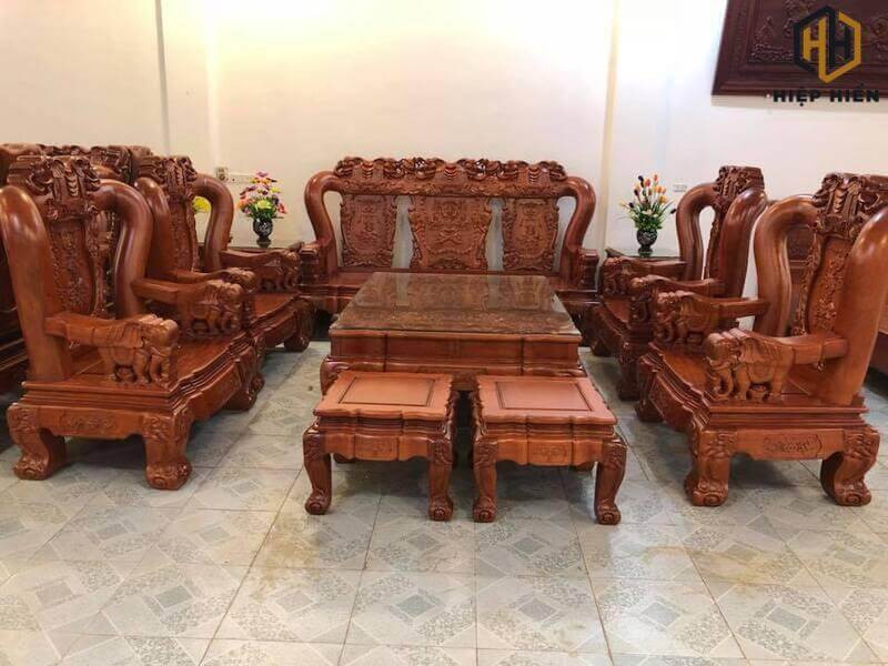 Bàn ghế gỗ hương Lào tay 10 món