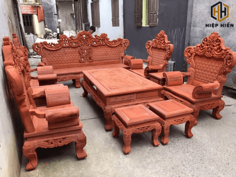 Bàn ghế gỗ hương Lào tay 10