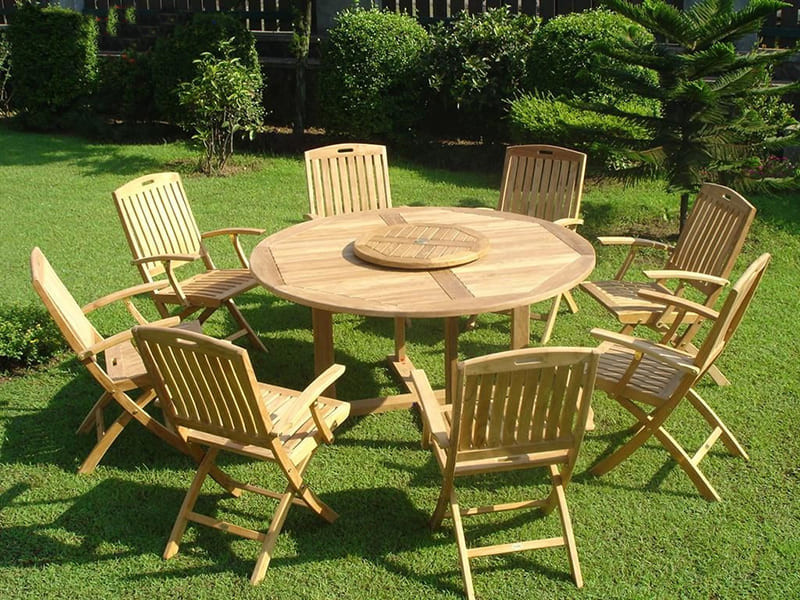 Bàn ghế gỗ ngoài trời sân vườn dáng tròn BA-006P