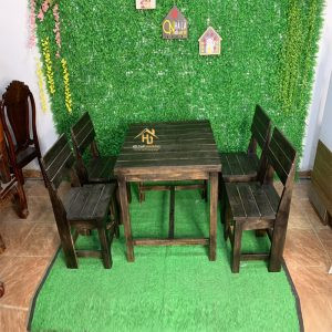 Bàn ghế gỗ thông ngồi cao có tựa