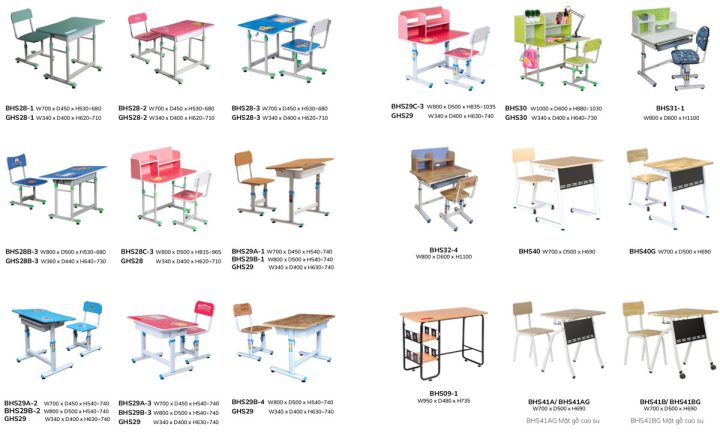 Bàn ghế học sinh THCS điều chỉnh độ cao