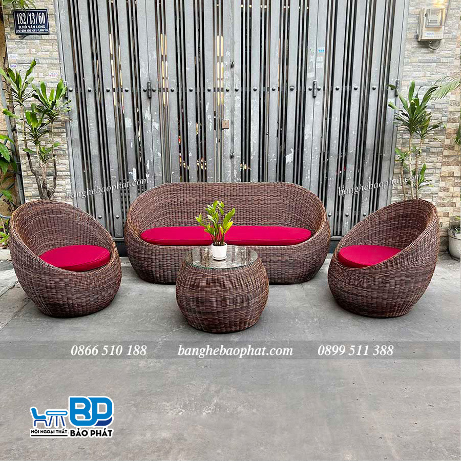 Bàn ghế nhựa giả mây đẹp cho phòng khách hiện đại