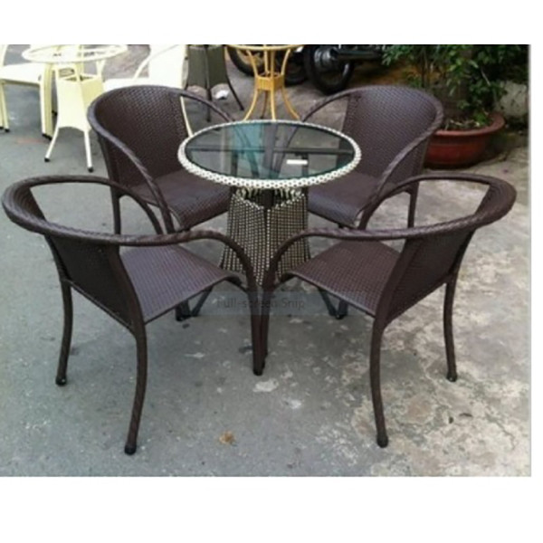 Bàn ghế nhựa giả mây TT04 cho khu nghỉ dưỡng