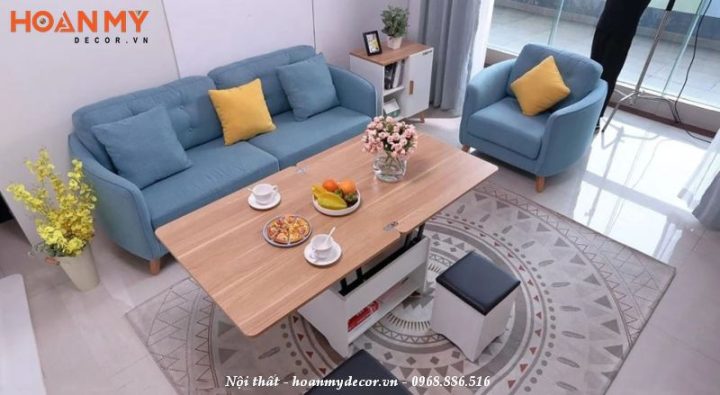 Bàn ghế phòng khách kết hợp bàn ăn cho căn hộ nhỏ
