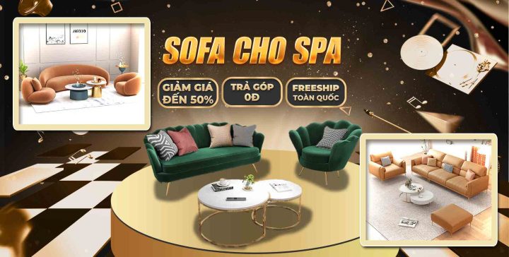 Bàn ghế phòng khách spa với thiết kế hiện đại, tinh tế