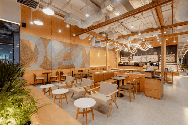 Bàn ghế quán cafe với kích thước hài hòa