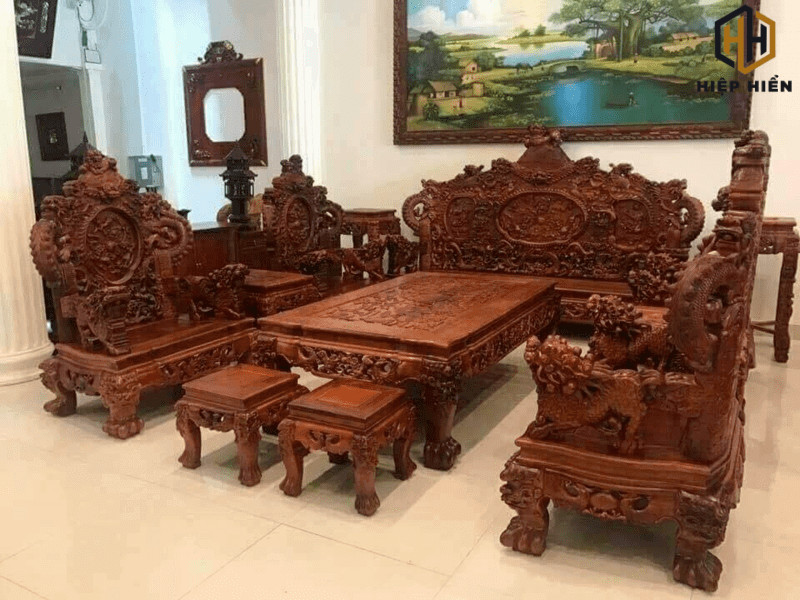 Bàn ghế Quốc Triện gỗ hương Lào tinh tế