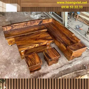 Bàn ghế sofa gỗ me tây nguyên khối cho phòng khách