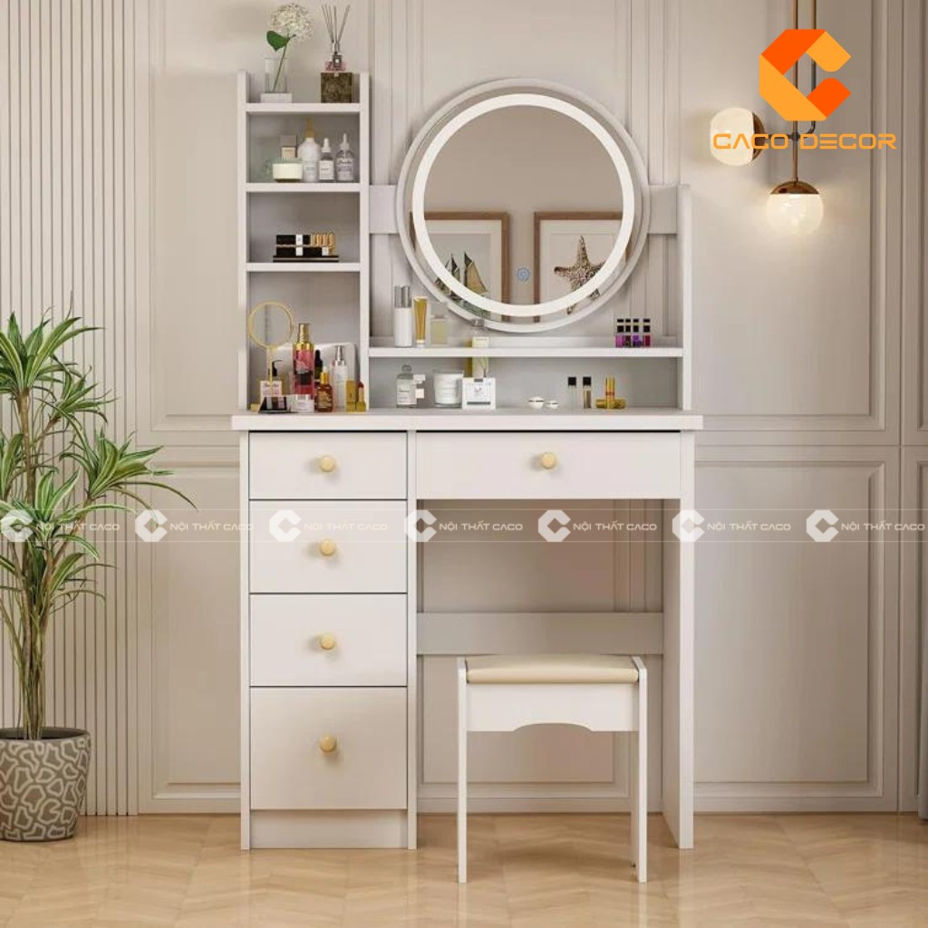 Bàn ghế trang điểm có kệ trang trí
