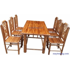 Bàn ghế tre ép sơn bóng