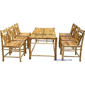 Bàn ghế tre quán ăn 6 ghế