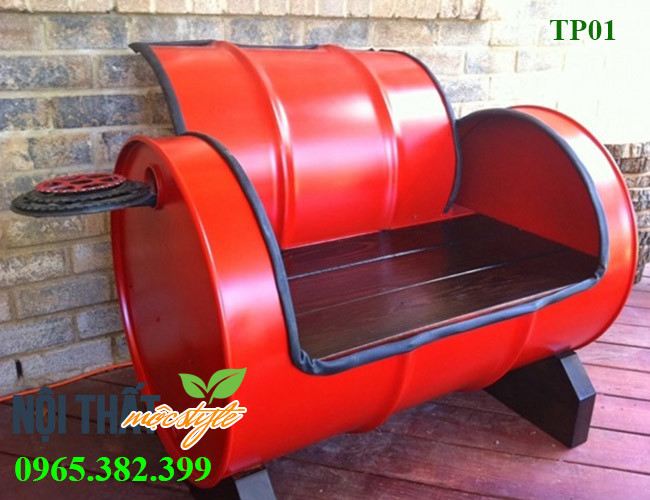 Bàn ghế tự chế đẹp từ thùng phuy TP01