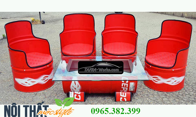 Bàn ghế tự chế đẹp từ thùng phuy TP06