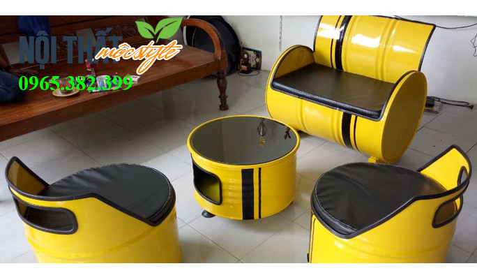 Bàn ghế tự chế đẹp từ thùng phuy TP10