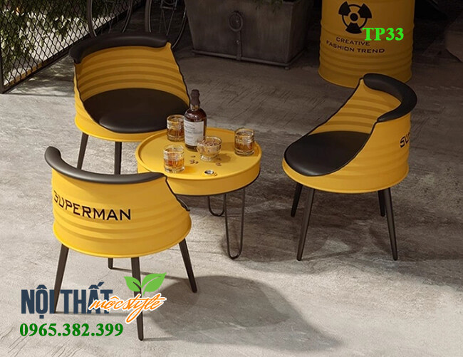 Bàn ghế tự chế đẹp từ thùng phuy TP33