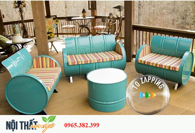 Bàn ghế tự chế đẹp xanh dương TP05