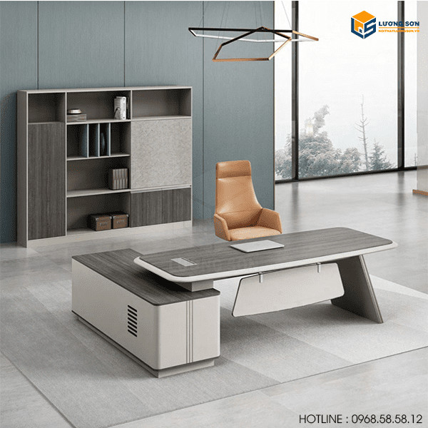 Bàn giám đốc chữ L kích thước lớn phù hợp không gian rộng